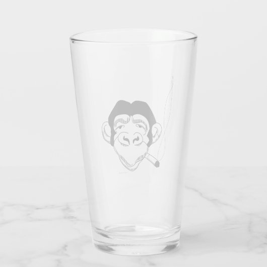 Ikonisches Rauch-Chimp-Bier-Glas Glas (Rückseite)