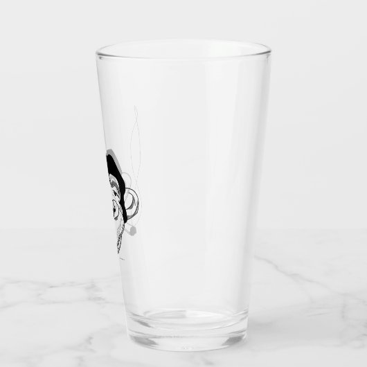 Ikonisches Rauch-Chimp-Bier-Glas Glas (Links)