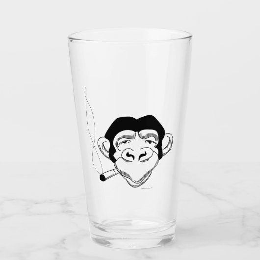 Ikonisches Rauch-Chimp-Bier-Glas Glas (Vorderseite)