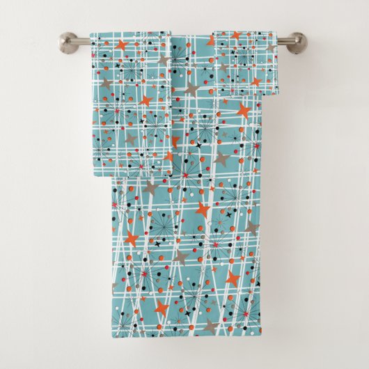 Ikonisches Retro-Design der 1950er Jahre der Atomi Badhandtuch Set (Insitu)