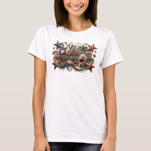 Ikonisches Rosa LIVE LAUGH DRINK WINE Tragbare Kun T-Shirt