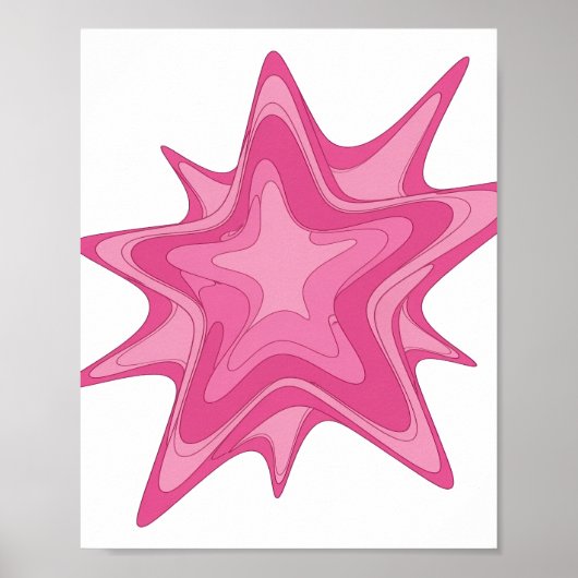 Ikonisches Rosa PINK STAR Statement Design Poster (Vorne)