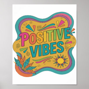 Ikonisches Rosa POSITIVE VIBES Statement-Design Poster