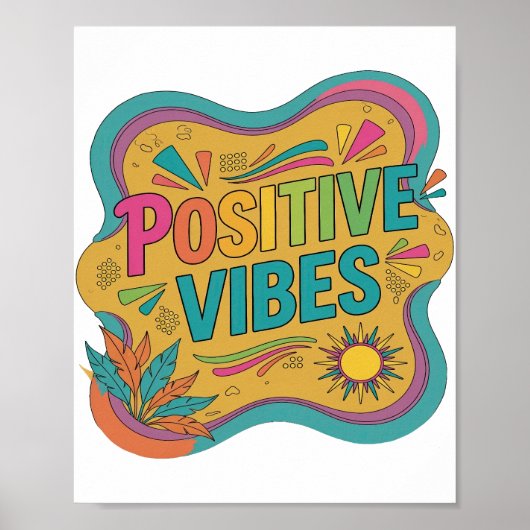 Ikonisches Rosa POSITIVE VIBES Statement-Design Poster (Vorne)