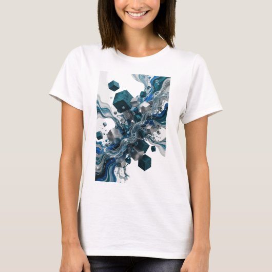 Ikonisches Silber ABSTRACT ART Design T-Shirt (Vorderseite)