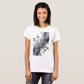 Ikonisches Silber ABSTRACT ART Statement T-Shirt (Vorne ganz)