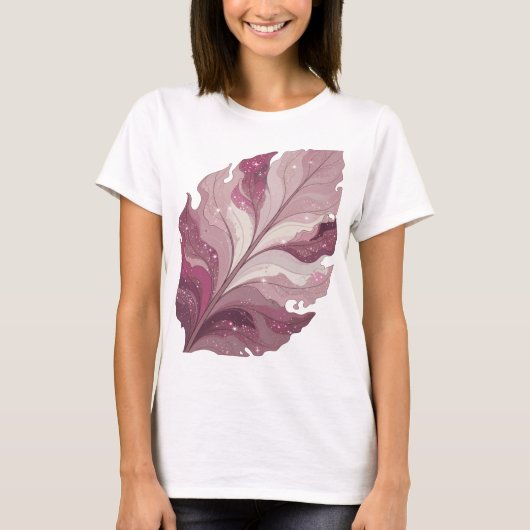 Ikonisches Silber FANTASY LEAF fettes Design T-Shirt (Vorderseite)
