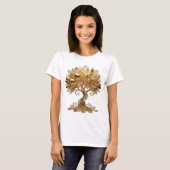Ikonisches Silber GOLDENER LEBENSBAUM Text Design T-Shirt (Vorne ganz)