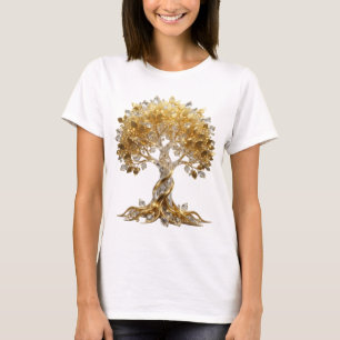 Ikonisches Silber GOLDENER LEBENSBAUM Textdesign v T-Shirt