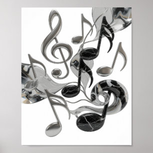 Ikonisches Silber MUSIC IN MOTION Design Poster