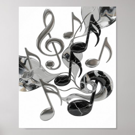 Ikonisches Silber MUSIC IN MOTION Design Poster (Vorne)