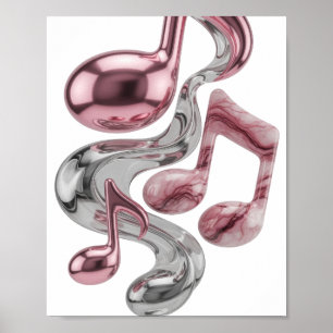 Ikonisches Silber MUSIC IN MOTION Künstlerisches M Poster