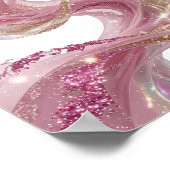 Ikonisches Silber PINK GLITTER SWIRLS Statement De Poster (Ecke)