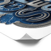 Ikonisches Silber PROGRESS Zitat Design Poster (Ecke)