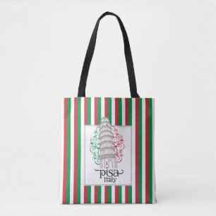Ikonisches Wahrzeichen Pisa-Turm mit floralem Desi Tasche
