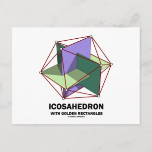 Ikosaeder mit goldenen Rechtecken (Geometrie) Postkarte