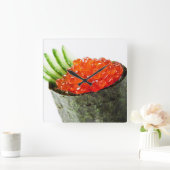 Ikura (Lachs Roe) Gunkan Maki Sushi Quadratische Wanduhr (Zuhause)