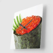 Ikura (Lachs Roe) Gunkan Maki Sushi Quadratische Wanduhr (Winkel)