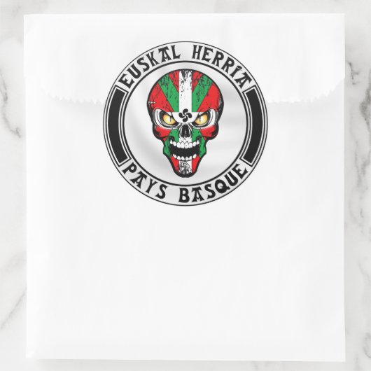 Ikurriña skull runder aufkleber (Tasche)