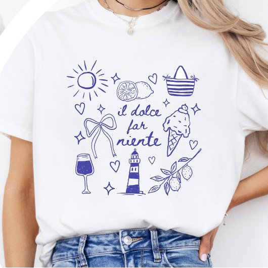 Il Dolce Far Niente Blue Coquette Bow Italy T-Shirt