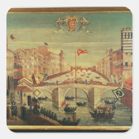 Il Gioco del Ponte dei Pisani Quadratischer Aufkleber (Vorderseite)