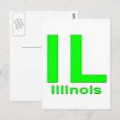 IL Illinois schlicht grün Postkarte (Vorne/Hinten)