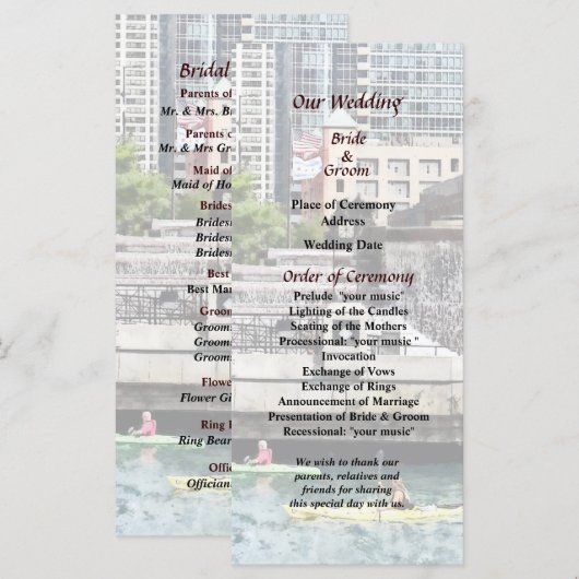 IL - Kajakfahren am Chicago River Wedding Program Programm (Vorne/Hinten)