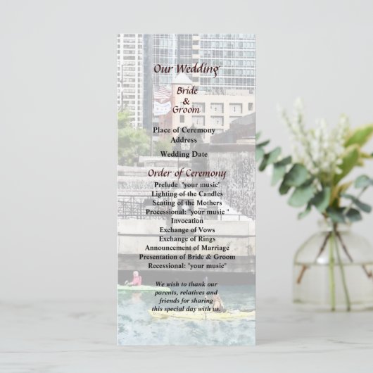IL - Kajakfahren am Chicago River Wedding Program Programm (Stehend Vorderseite)