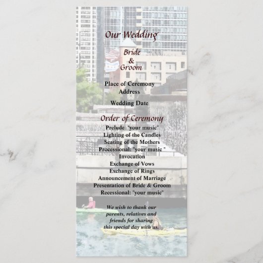 IL - Kajakfahren am Chicago River Wedding Program Programm (Vorderseite)