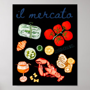 Il Mercato Italienische Sommer-Sardinen-Hummer-Tom Poster