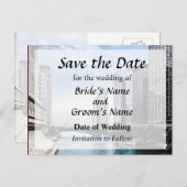 IL - View From Michigan Avenue Bridge Rett Date Ankündigungspostkarte (Vorne/Hinten)