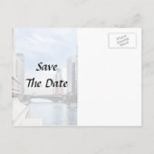 IL - View From Michigan Avenue Bridge Rett Date Ankündigungspostkarte (Rückseite)