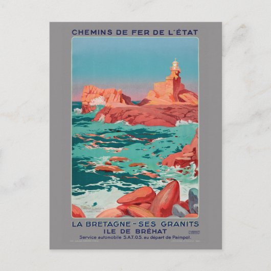 Ile de Bréhat France Vintage Poster 1930 Postkarte (Vorderseite)