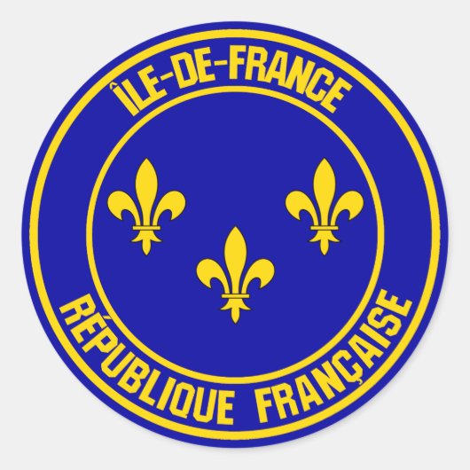 Île-de-France-RundEmblem Runder Aufkleber (Vorderseite)