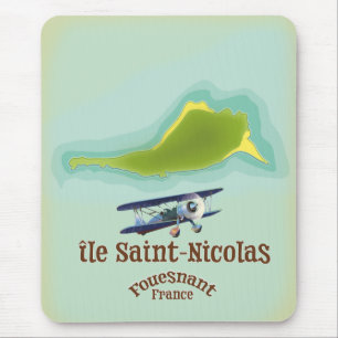 île Saint-Nicolas Fouesnant France-Karte Mousepad