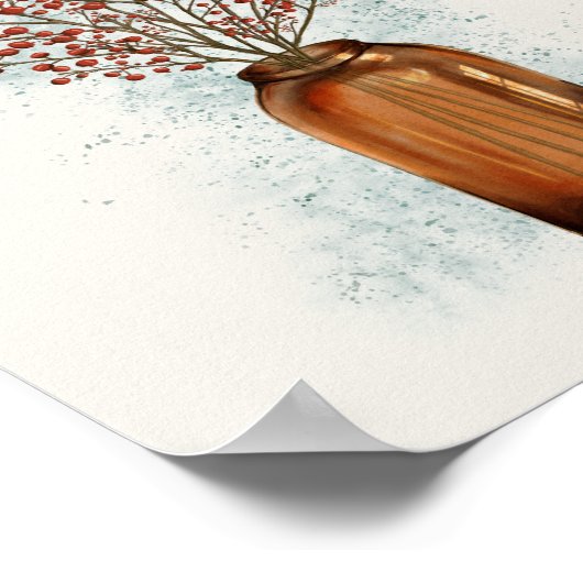 Ilex Berries in einem Vase-Poster Poster (Ecke)