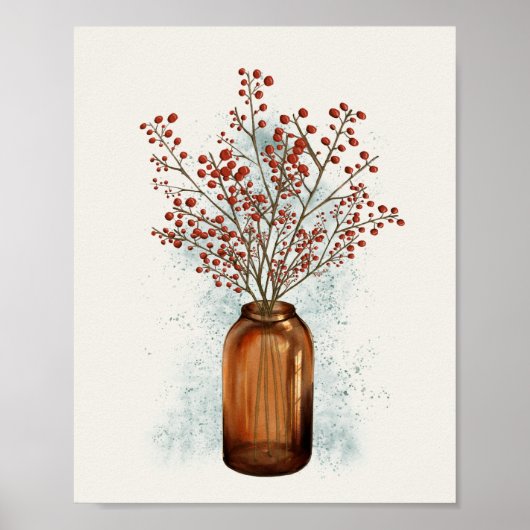 Ilex Berries in einem Vase-Poster Poster (Vorne)