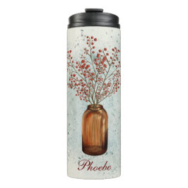 Ilex Berries in einer Vase Thermal Tumbler Thermosbecher