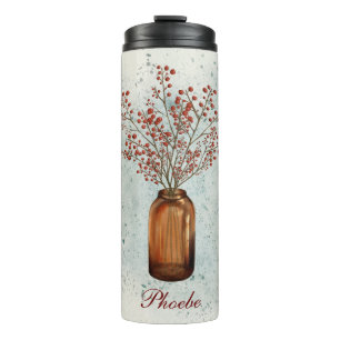 Ilex Berries in einer Vase Thermal Tumbler Thermosbecher