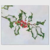 Ilex Red Christmas Holly Berries im Winter Snow — Geschenkpapier (Flach)
