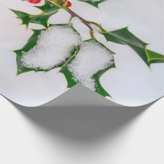 Ilex Red Christmas Holly Berries im Winter Snow — Geschenkpapier (Ecke)