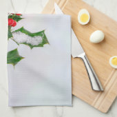 Ilex Red Christmas Holly Berries im Winter Snow — Geschirrtuch (Viertel Falte)