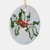 Ilex Red Christmas Holly Berries im Winter Snow — Keramik Ornament (Rechts)