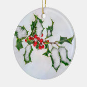 Ilex Red Christmas Holly Berries im Winter Snow — Keramik Ornament (Links)