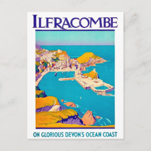 Ilfracombe, Devon-Küste, Luftansicht, Vintage-Reis Postkarte