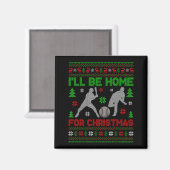 I'll Be Home For Christmas Baseball Funny Ugly Xma Magnet (Vorderseite/Rückseite)