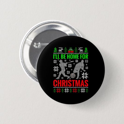 I'll Be Home For Christmas Baseball Funny Xmas  Button (Vorne & Hinten)
