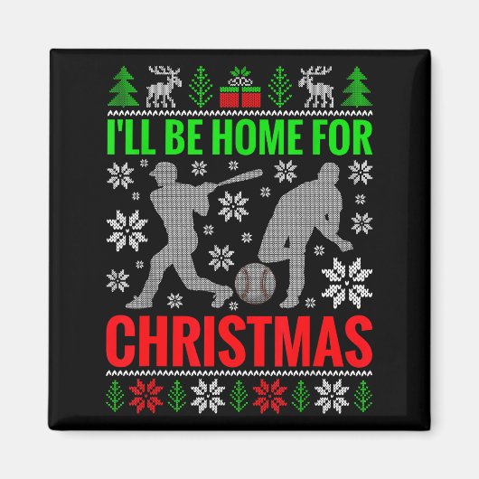 I'll Be Home For Christmas Baseball Funny Xmas Magnet (Vorne)