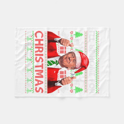 Ill Be Home For Christmas Santa Trump Xmas Pajama Fleecedecke (Vorderseite (Horizontal))