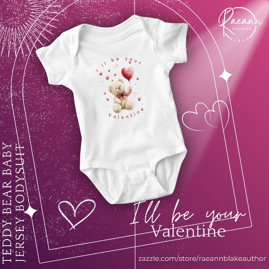 "I'll Be Your Valentine" Teddy Bear Baby Bodysuit Baby Strampler